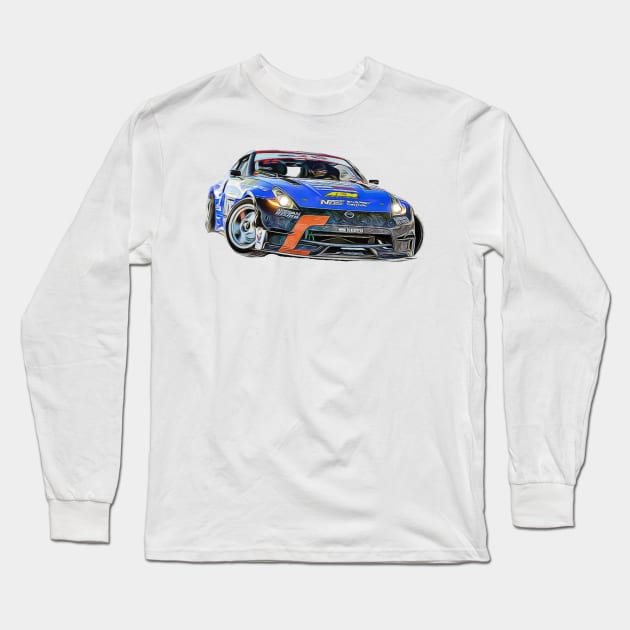 350z Drift Cartoon Long Sleeve T-Shirt by Auto-Prints